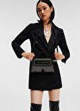 KARL LAGERFELD Siyah - Gümüş Kadın 25,5x15x6,5 cm Deri Çapraz Çanta 236W3179999