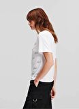 KARL LAGERFELD Yuvarlak Yaka Baskılı Beyaz Kadın T-Shirt 240W1704