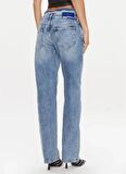 Karl Lagerfeld Jeans Yüksek Bel Düz Paça Standart Mavi Kadın Denim Pantolon 240J1107