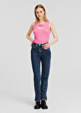 Karl Lagerfeld Jeans Yüksek Bel Düz Paça Straight Koyu Mavi Kadın Denim Pantolon 245J1113