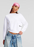 Karl Lagerfeld Jeans Yuvarlak Yaka Düz Beyaz Kadın Sweatshırt 245J1801