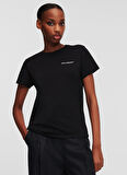KARL LAGERFELD Yuvarlak Yaka Baskılı Siyah Kadın T-Shirt 245W1714