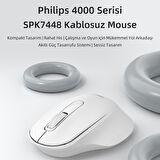 Philips SPK7448 Bluetooth 5.2 ve 2.4GHz 1600DPI Sessiz Optik Kablosuz Mouse Beyaz