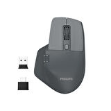 Philips SPK7858 Bluetooth 5.0 4000DPI Şarjlı Sessiz Hızlı Kaydırma Kablosuz Mouse Gri