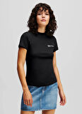 Karl Lagerfeld Jeans Bisiklet Yaka Düz Siyah Kadın T-Shirt A1W17004