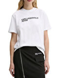 Karl Lagerfeld Jeans Bisiklet Yaka Düz Beyaz Kadın T-Shirt A1W17005