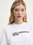 Karl Lagerfeld Jeans Bisiklet Yaka Düz Beyaz Kadın T-Shirt A1W17005