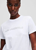 KARL LAGERFELD Bisiklet Yaka Baskılı Beyaz Kadın T-Shirt A1W17076
