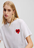 KARL LAGERFELD Bisiklet Yaka Düz Beyaz Kadın T-Shirt A1W17074