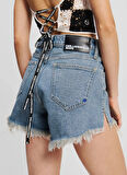 Karl Lagerfeld Jeans Yüksek Bel Normal Mavi Kadın Denim Şort A2W10088