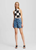 Karl Lagerfeld Jeans Yüksek Bel Normal Mavi Kadın Denim Şort A2W10041