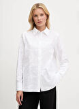 KARL LAGERFELD Standart Gömlek Yaka Düz Beyaz Kadın Gömlek A3W11021