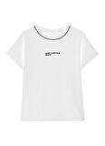 Karl Lagerfeld Jeans Yuvarlak Yaka Baskılı Beyaz Kadın T-Shirt A3W17098