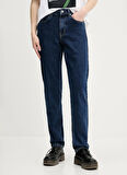 Karl Lagerfeld Jeans Yüksek Bel Dar Paça Standart Mavi Kadın Denim Pantolon A3W10064