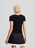 KARL LAGERFELD Yuvarlak Yaka Desenli Siyah Kadın T-Shirt A3W17078