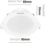 Philips 3.5w sıva altı gömme spot delık çapı 8mm dış çapı 9mm  6500k beyaz ışık  