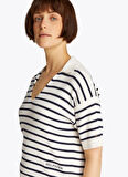 Tommy Hilfiger Polo Yaka Normal Beyaz Kazak Kadın WW0WW454000FB