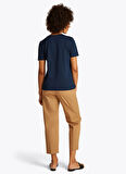 Tommy Hilfiger Bisiklet Yaka Mavi Kadın T-Shirt WW0WW45428C1G