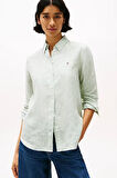 Kadın Th Linen Relaxed Gömlek - Yeşil | 34