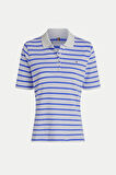 Kadın Th 1985 Pique Çizgili Polo T-Shirt - Mavi | L