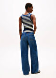 Tommy Hilfiger U Yaka Mavi Kadın T-Shirt WW0WW439200A4