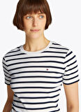 Tommy Hilfiger Bisiklet Yaka Mavi Kadın T-Shirt WW0WW405870BF