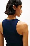 Kadın Th Ribbed Kolsuz T-Shirt - Lacivert | S