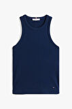 Kadın Th Ribbed Kolsuz T-Shirt - Lacivert | S
