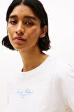 Kadın Th Script Logo T-Shirt - Ekru | XL