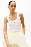 Kadın Th Slim Henley T-Shirt - Ekru | XL