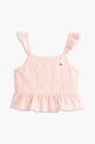 Kız Çocuk Textured Ruffle Bluz - Pembe | 6 Yaş