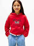 Kız Çocuk Th Sequin Bayrak Kapüşonlu Sweatshirt - Kırmızı | 7 Yaş