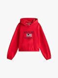 Kız Çocuk Th Sequin Bayrak Kapüşonlu Sweatshirt - Kırmızı | 7 Yaş