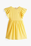Kız Çocuk Th Dokulu Pamuklu Elbise - Sarı | 10 Yaş
