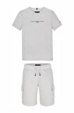 Erkek Çocuk T-Shirt Ve Cargo Şort Set - Gri | 7 Yaş