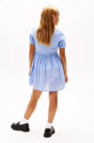 Kız Çocuk Th Çizgili Kısa Kollu Gömlek Elbise - Mavi | 10 Yaş