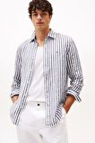 Erkek Th Linen Çizgili Gömlek - Lacivert | XL
