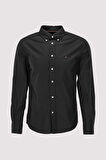 Erkek Poplin Solid Gömlek - Siyah | S