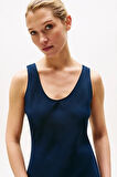 Kadın Th Textured Linen Tank Elbise - Lacivert | 42