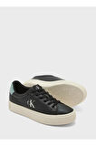 Kadın Yüksek Rahat Taban Deri Siyah Sneaker YW0YW01669-0GX