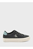 Kadın Yüksek Rahat Taban Deri Siyah Sneaker YW0YW01669-0GX