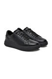 Erkek Ck Rahat Düz Taban Deri Sneaker Ayakkabı - Siyah | 42
