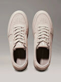 Calvin Klein Jeans Erkek Beyaz CK Logolu Bej Deri Sneaker
