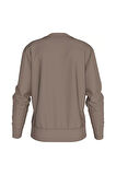 Erkek WOVEN LABEL Crew Sweatshirt- Açık Kahverengi | M