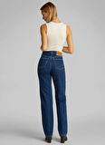 Calvin Klein Jeans Yüksek Bel Düz Paça Straight Koyu Mavi Kadın Denim Pantolon J20J2245041BJ