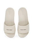 Calvin Klein Ekru Erkek Plaj Terliği POOL SLIDE W/ CK SQUARE