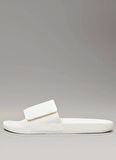 Calvin Klein Beyaz Erkek Plaj Terliği ADJ POOL SLIDE CANVAS LOGO