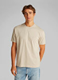 Calvin Klein Jeans Krem Erkek T-Shirt J30J327494PDV CK APPLIQUE TEE