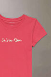 Kız Çocuk Ck Script Logo Slim T-Shirt - Kırmızı | 16 Yaş