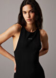 Calvin Klein Jeans Halter Yaka Düz Siyah Uzun Kadın Elbise J20J225296BEH